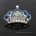 Rhinestone Crystal Tiaras de prata Kids Hair Combs